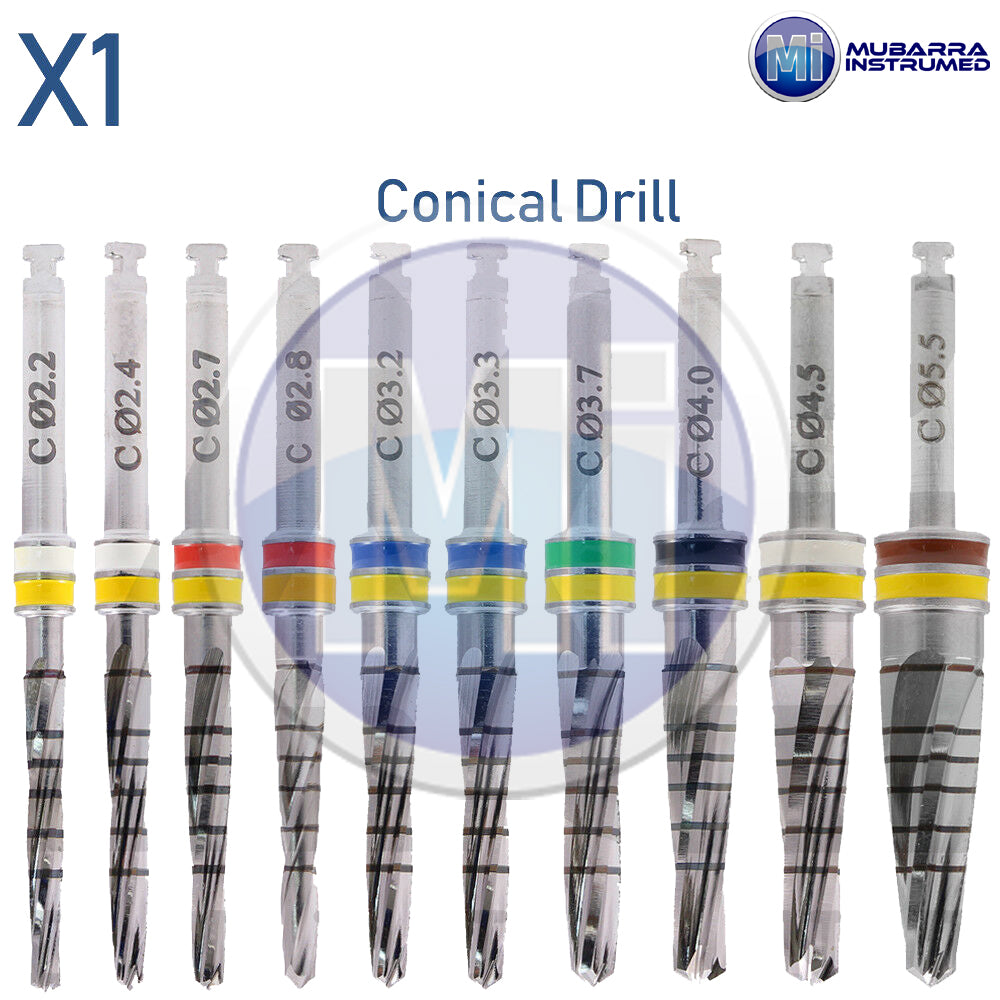 10Pcs Conical Drills Set Dental Implant Surgical Surgery