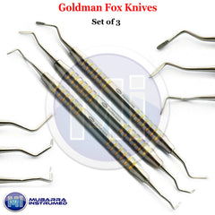 3Pcs Periodontal Knives Goldman-Fox-Orban-Allen-Kirkland-Buck Gingivectomy Knife