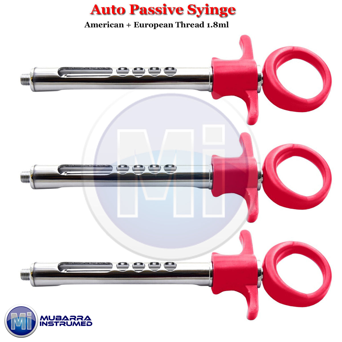 3Pcs Dental Anesthetic Syringe Self Aspirating 1.8ml AMR+EUR Thread Auto Passive