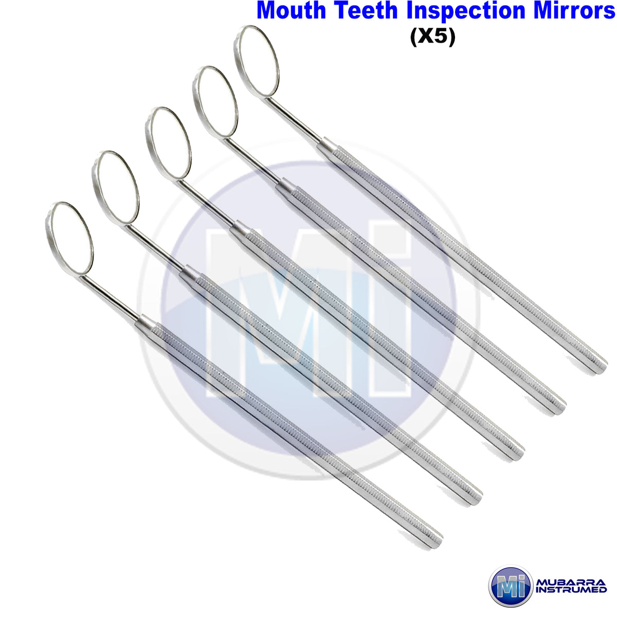 5pcs Dental Mouth Mirror With Mirror Handle Dentist Hygienist Tooth Examination Tools