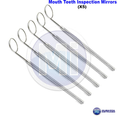 5pcs Dental Mouth Mirror With Mirror Handle Dentist Hygienist Tooth Examination Tools