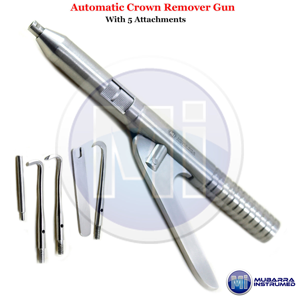 Dental Crown Remover Automatic Gun 4-Attachable Points 1-Wrench Surgical Tool