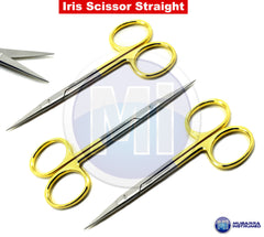 3pcs Iris Scissor Straight Dental Surgical Gum Scissors Half Gold Shears Lab