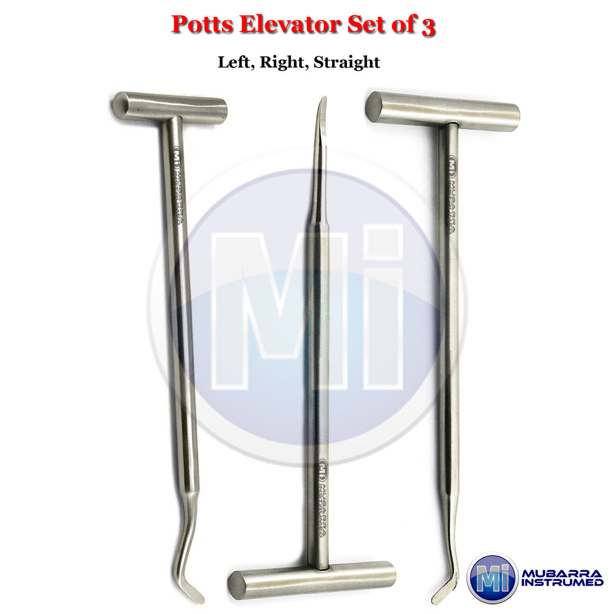 3Pcs Dental Root Potts Elevators Dental Tooth Extraction Stainless Steel Tools