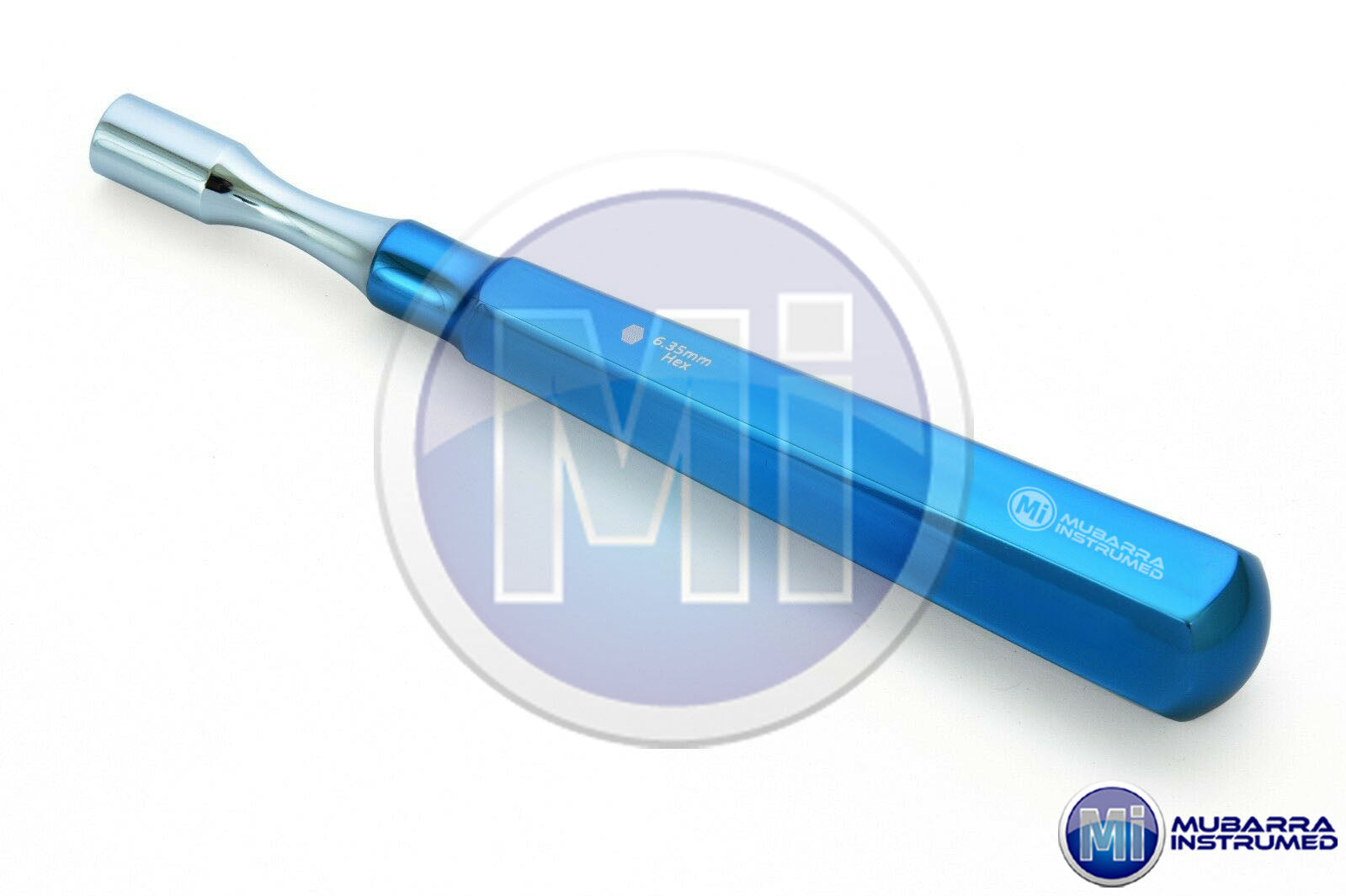 Dental Implant Screw Driver 6.35mm Square Hex Long Blue Handle Hand Key Adapter CE