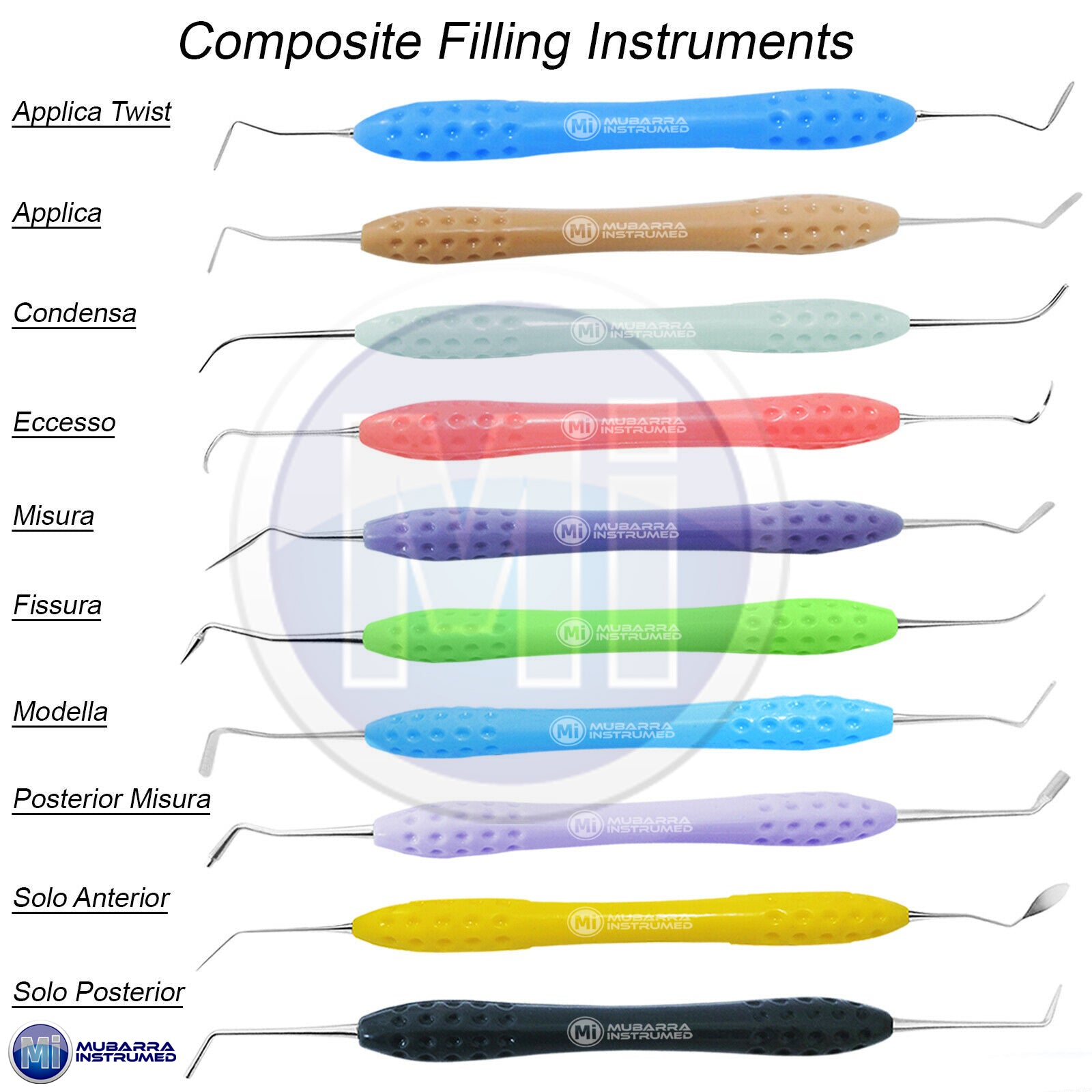 10Pcs Dental LM Arte Composite Filling Instruments Silicone Handle With Cassette