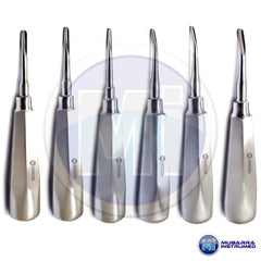 6pcs Dental Luxating Elevators Straight Curved Shank Surgical Extraction Set