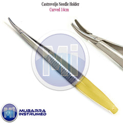 Microsurgical Surgery Castroviejo Needle Holder TC Dental Suture Forceps Curved