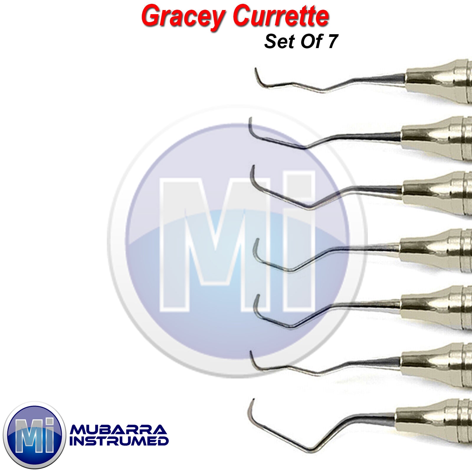 Set Of 7 Surgical Hygiene Scalers Gracey Dental Curettes Perio Hollow Handle CE