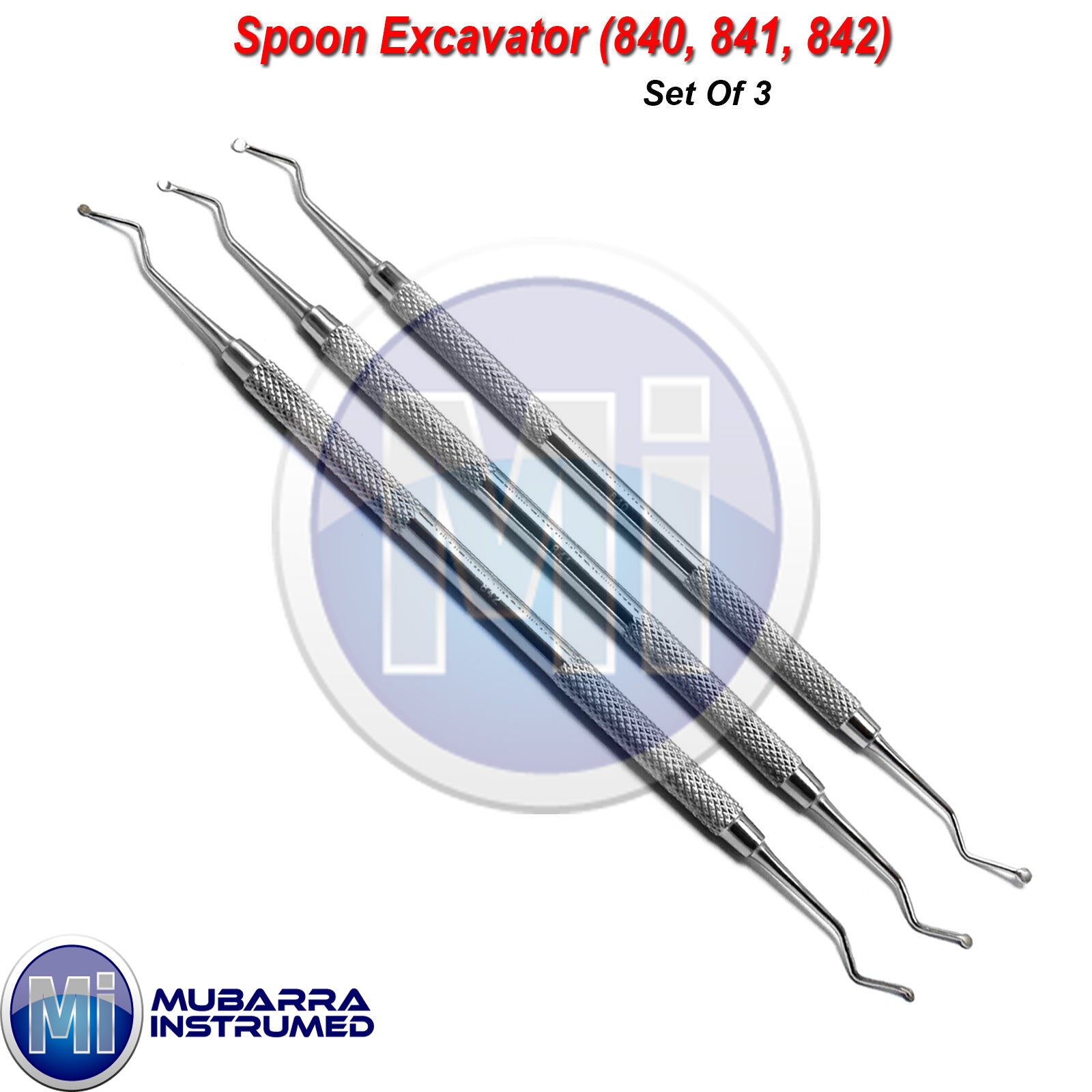 Set Of 3 Dental Restorative Excavators Endodontic Double Ended Instruments CE