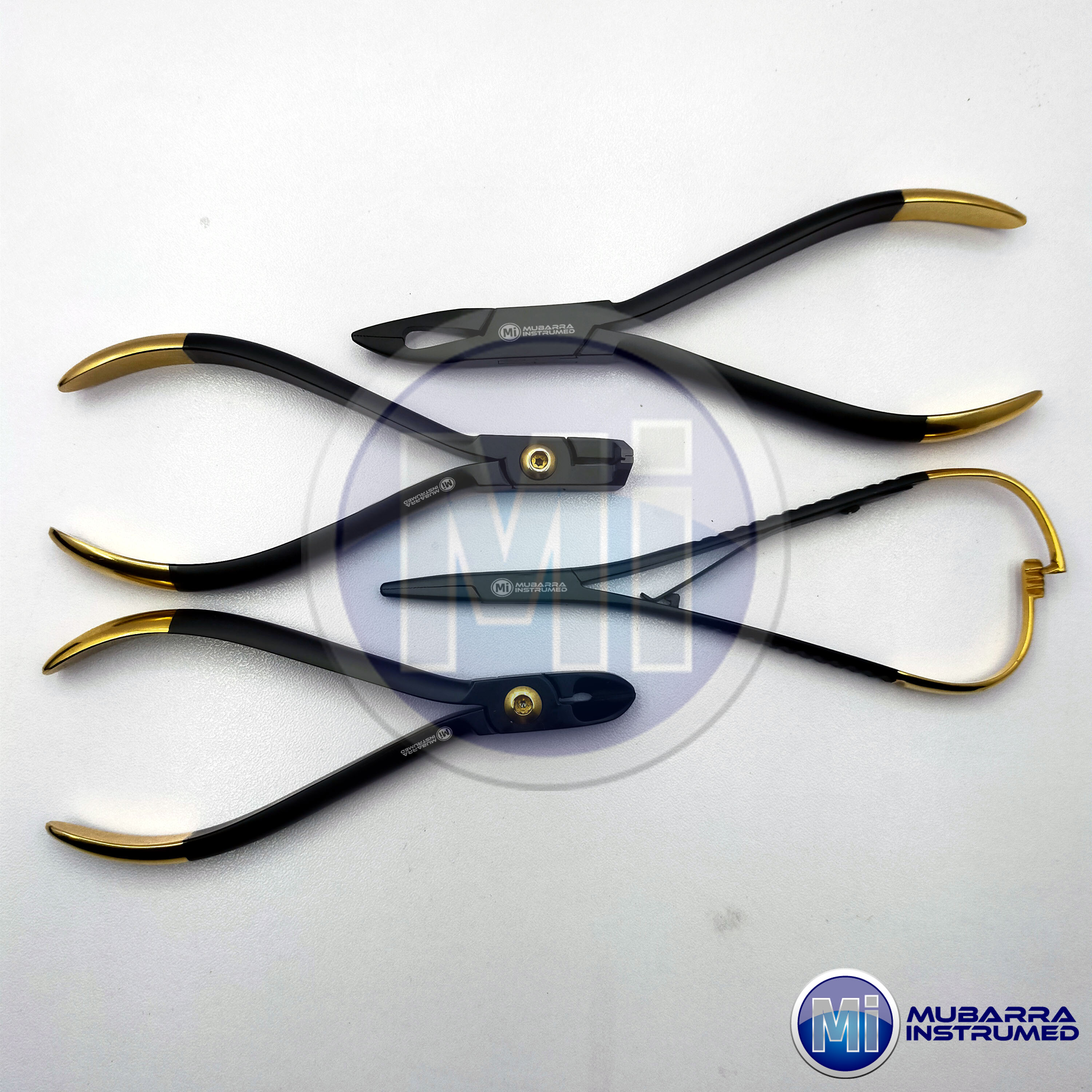 4pcs Distal End Ligature TC Wire Cutter Mathieu Needle Holder Weingart Orthodontic Black & Gold