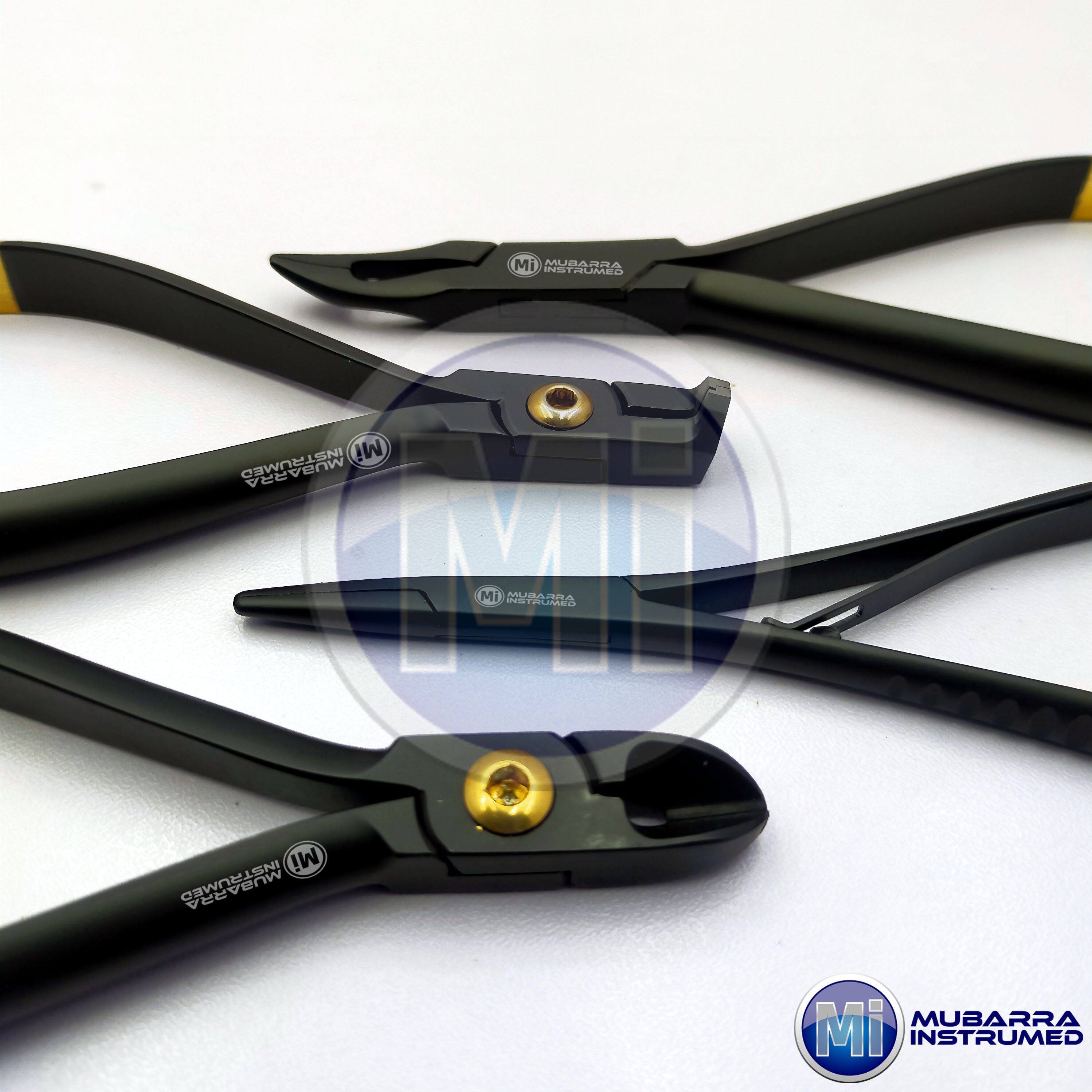 4pcs Distal End Ligature TC Wire Cutter Mathieu Needle Holder Weingart Orthodontic Black & Gold