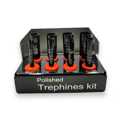 Dental Implant Long Trephine Drills Kit 8 Pcs Black Titanium Coated & Bur Holder CE