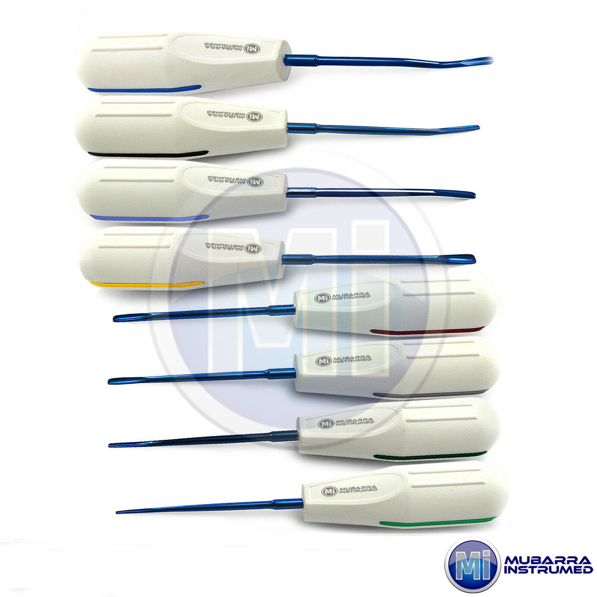 8pcs Dental Root Elevators Luxator Set Blue Oral Surgery Tooth Extraction loosening