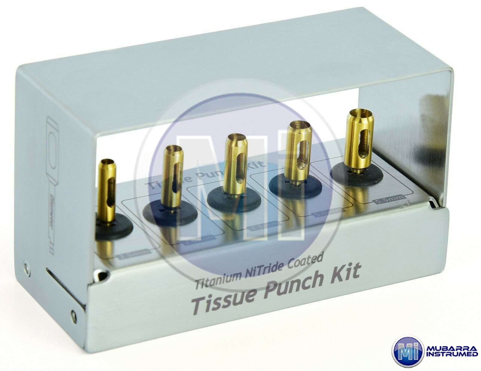 5pcs Dental Implant Gold Tissue Punch With Bur Holder Kit With Sterilizing Box Set CE