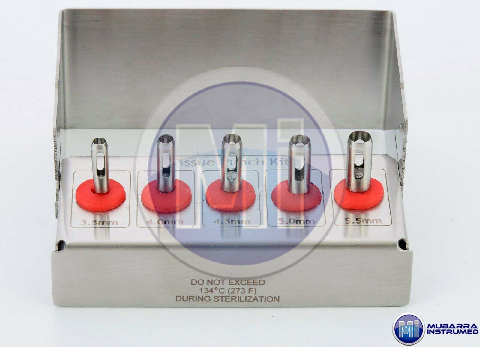 5pcs Dental Implant Tissue Punch With Bur Holder Kit With Sterilizing Box Set CE