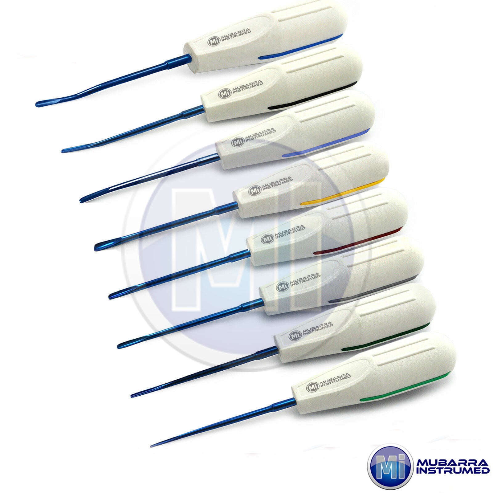 8pcs Dental Root Elevators Luxator Set Blue Oral Surgery Tooth Extraction loosening