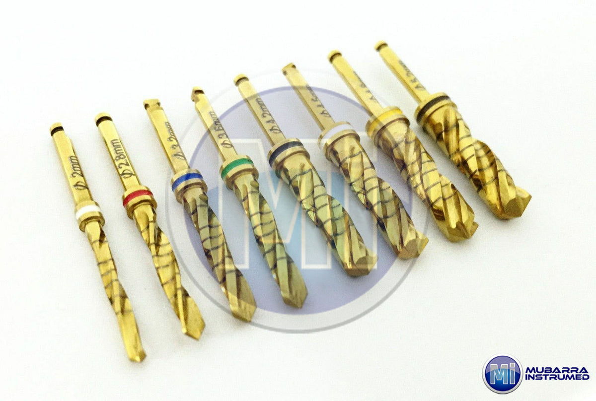 8pcs Dental Implant Drills Kit External Irrigation With Golden Color Coated  CE