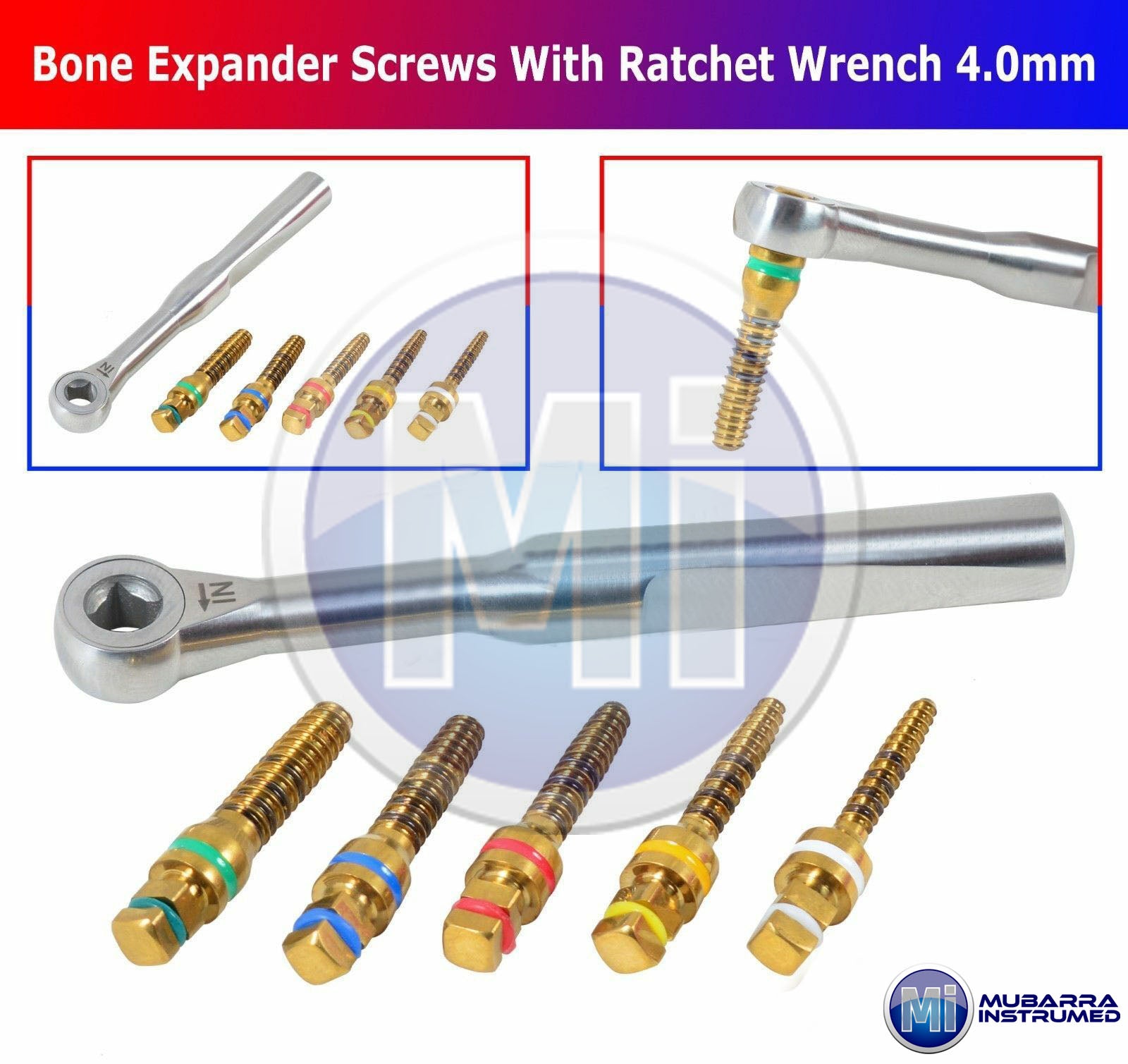 5pcs Dental Implant Bone Expander Screws With Ratchet Wrench